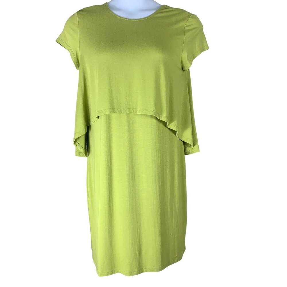 Bar by Melis Kozan Dress Size Medium Green Short Sleeved Layered